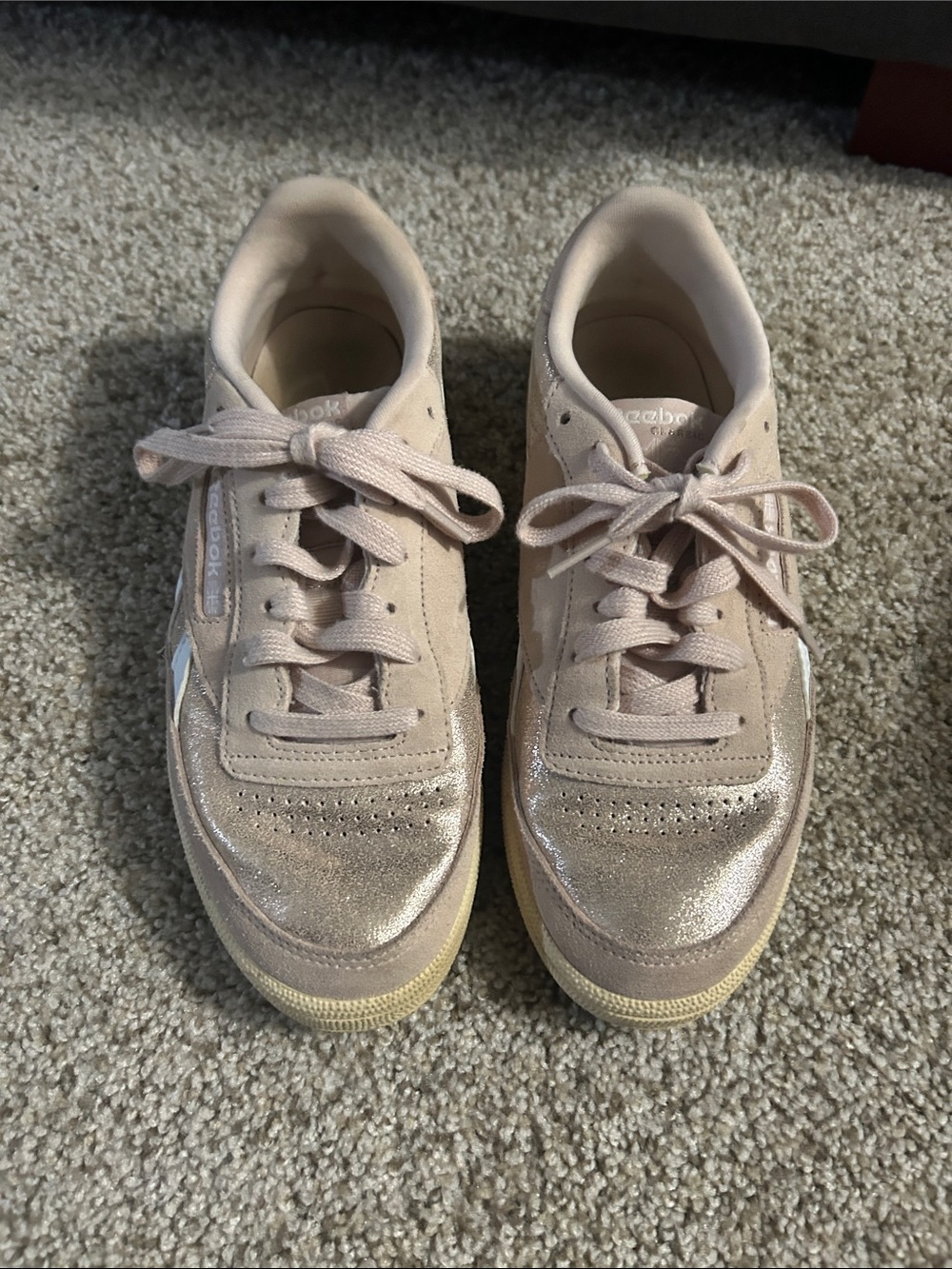 Reebok Women’s Low-Top Sneakers in Blush Pink with Glitter Toe